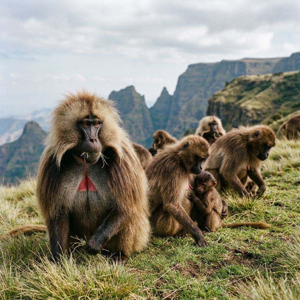 Gelada Baboons in Simien Mountains